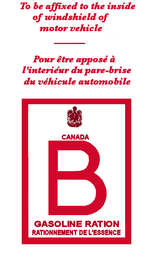 1943-44B Gas Ration Sticker CANADA